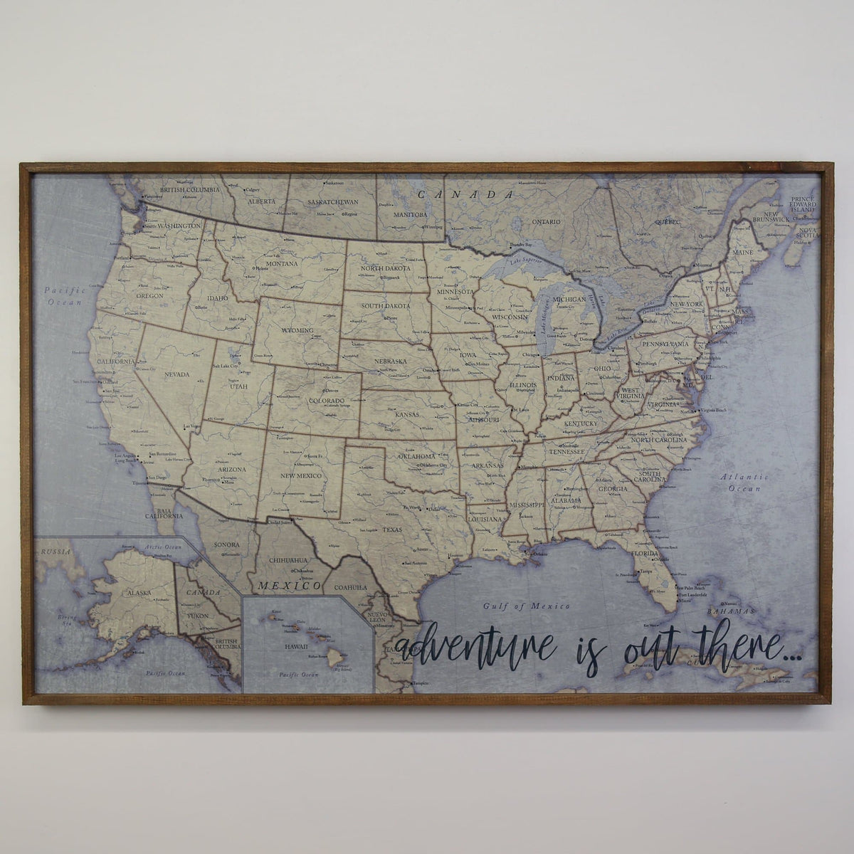 36x24 - Antique Tan USA Map - US Travel Map - UM010 - Driftless Studios