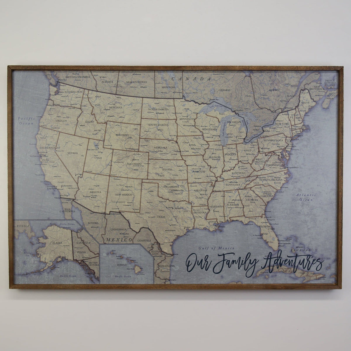 36x24 - Antique Tan USA Map - US Travel Map - UM010 - Driftless Studios