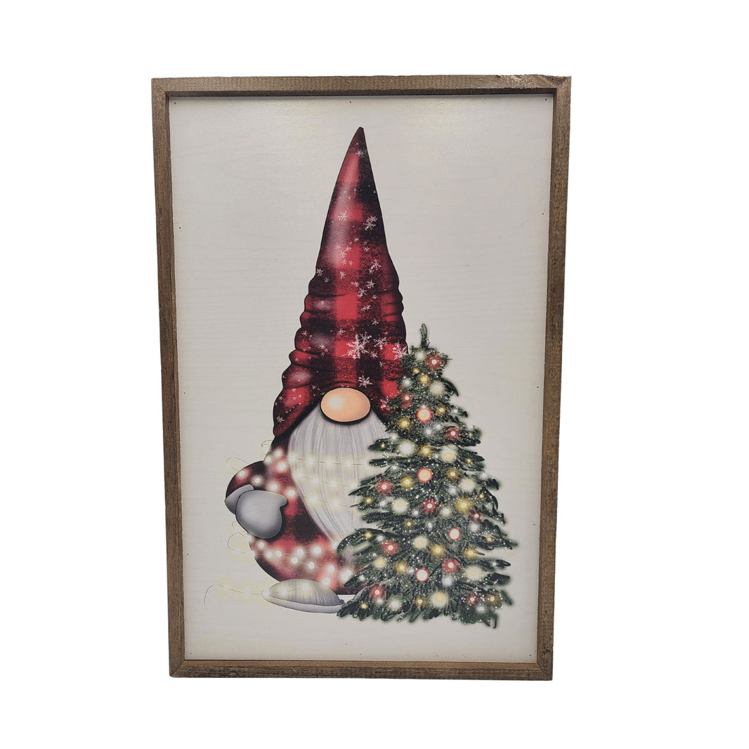 "Christmas Gnome With Tree" 12x18  Sign - GW060 - 2 Per Pack ($18.00 Per Sign)