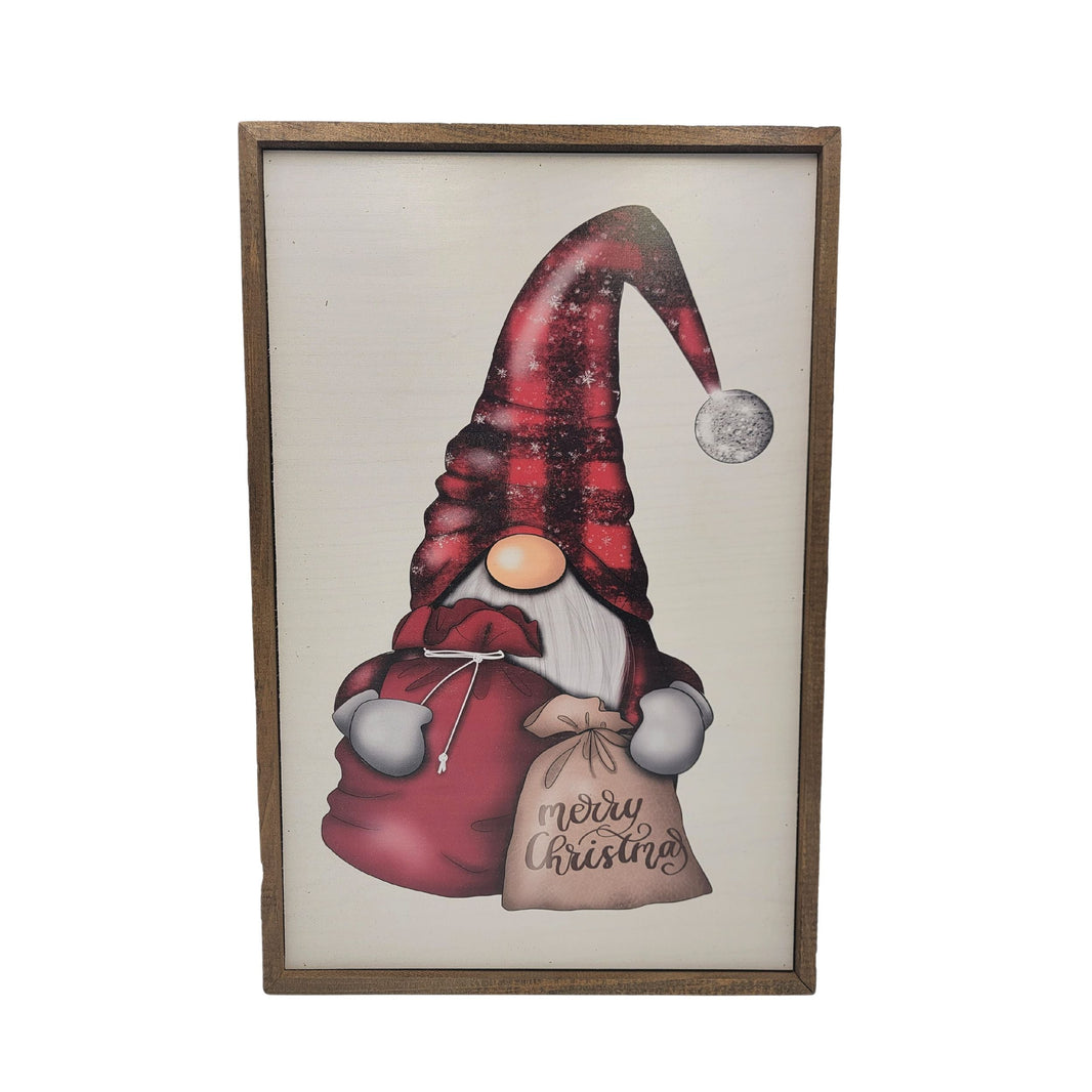"Christmas Gnome With Presents" 12x18  Sign - GW061 - 2 Per Pack ($18.00 Per Sign)