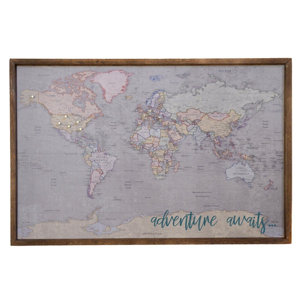 36x24 - Colored Antique World Map Push Pin - Travel Map - UM006 - Driftless Studios