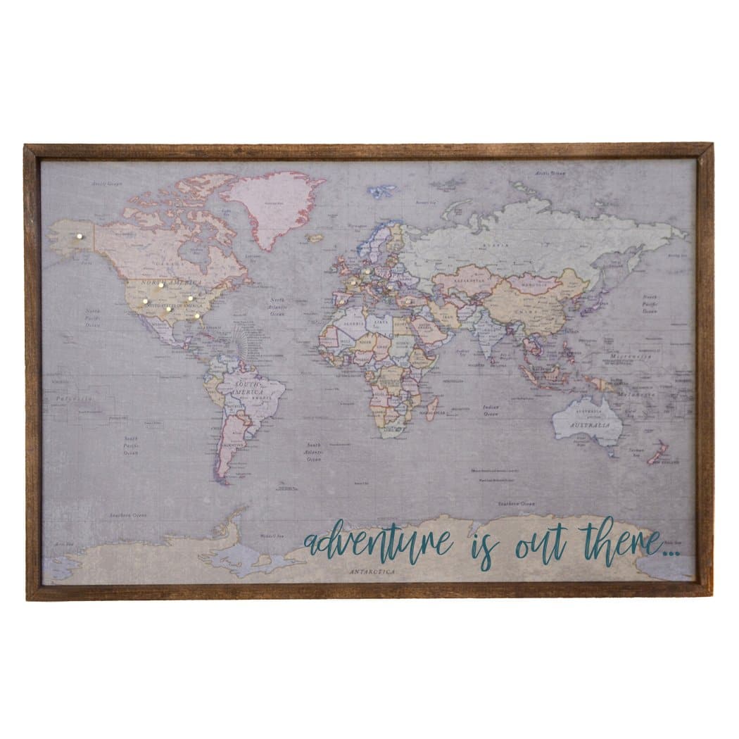 36x24 - Colored Antique World Map Push Pin - Travel Map - UM006 - Driftless Studios