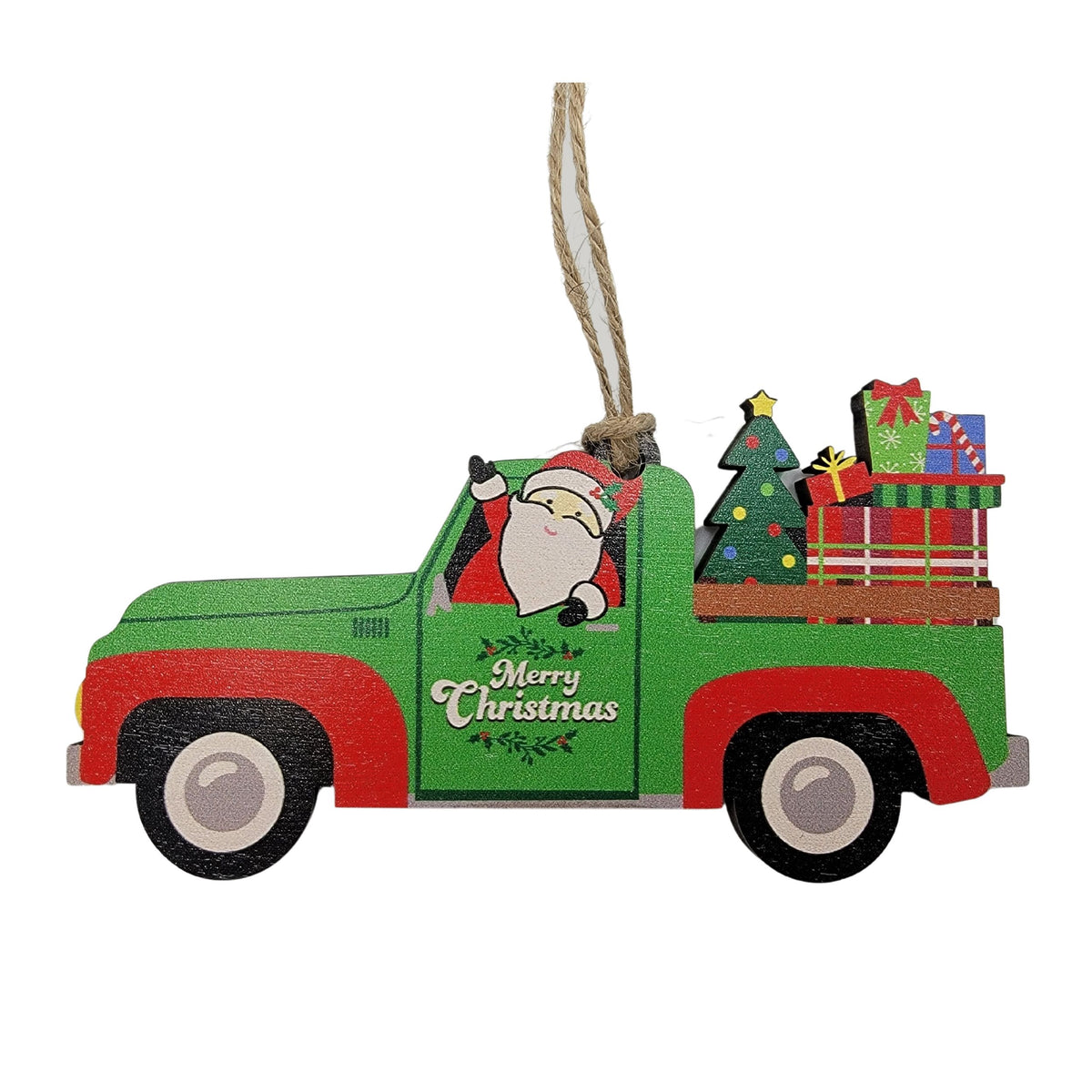 Cut Out Truck With Santa Christmas Ornament - WSH002 - 6 Per Pack ( $3.75 Per Ornament)