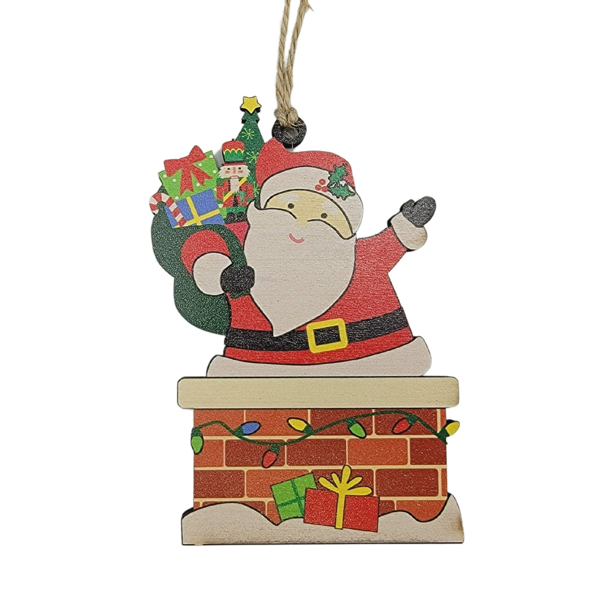 Cut Out Santa In Chimney Christmas Ornament - WSH003 - 6 Per Pack ( $3.75 Per Ornament)
