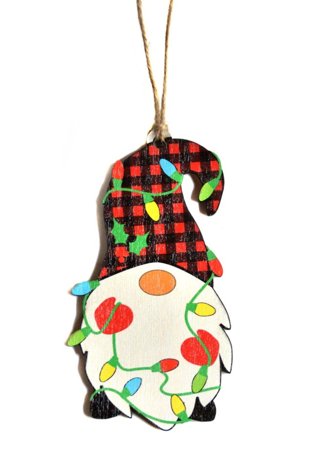 Cut Out Gnome With Lights Christmas Ornament - WSH007 - 6 Per Pack ( $3.75 Per Ornament)