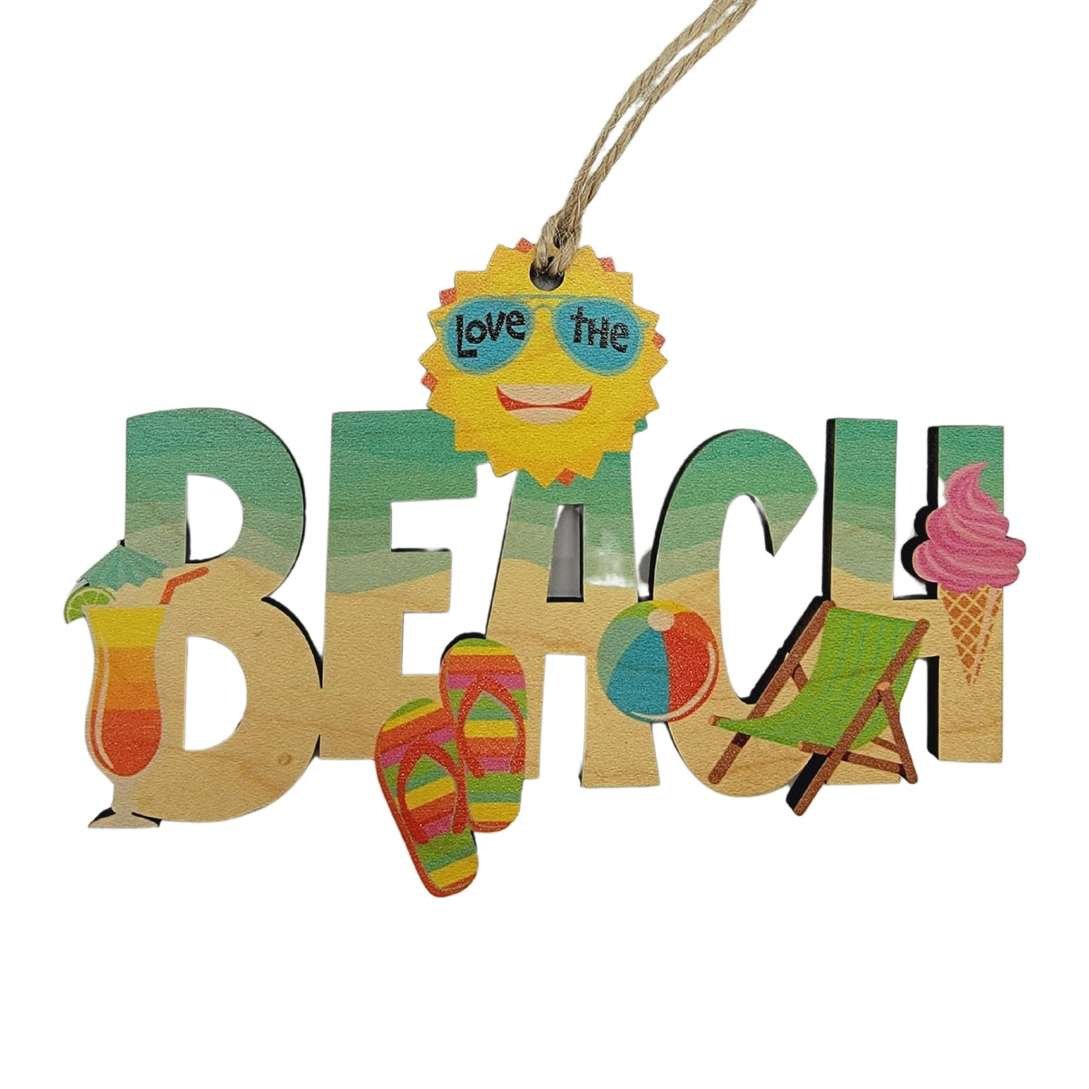 Cut Out Word Beach Christmas Ornament - WSH008 - 6 Per Pack ( $4.75 Per Ornament)