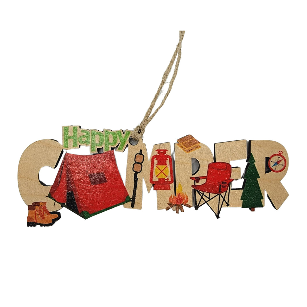 Cut Out Word Camper Christmas Ornament - WSH009 - 6 Per Pack ( $4.75 Per Ornament)
