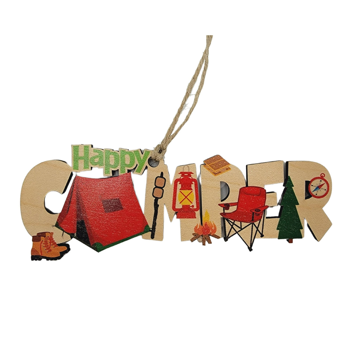 Cut Out Word Camper Christmas Ornament - WSH009 - 6 Per Pack ( $4.75 Per Ornament)