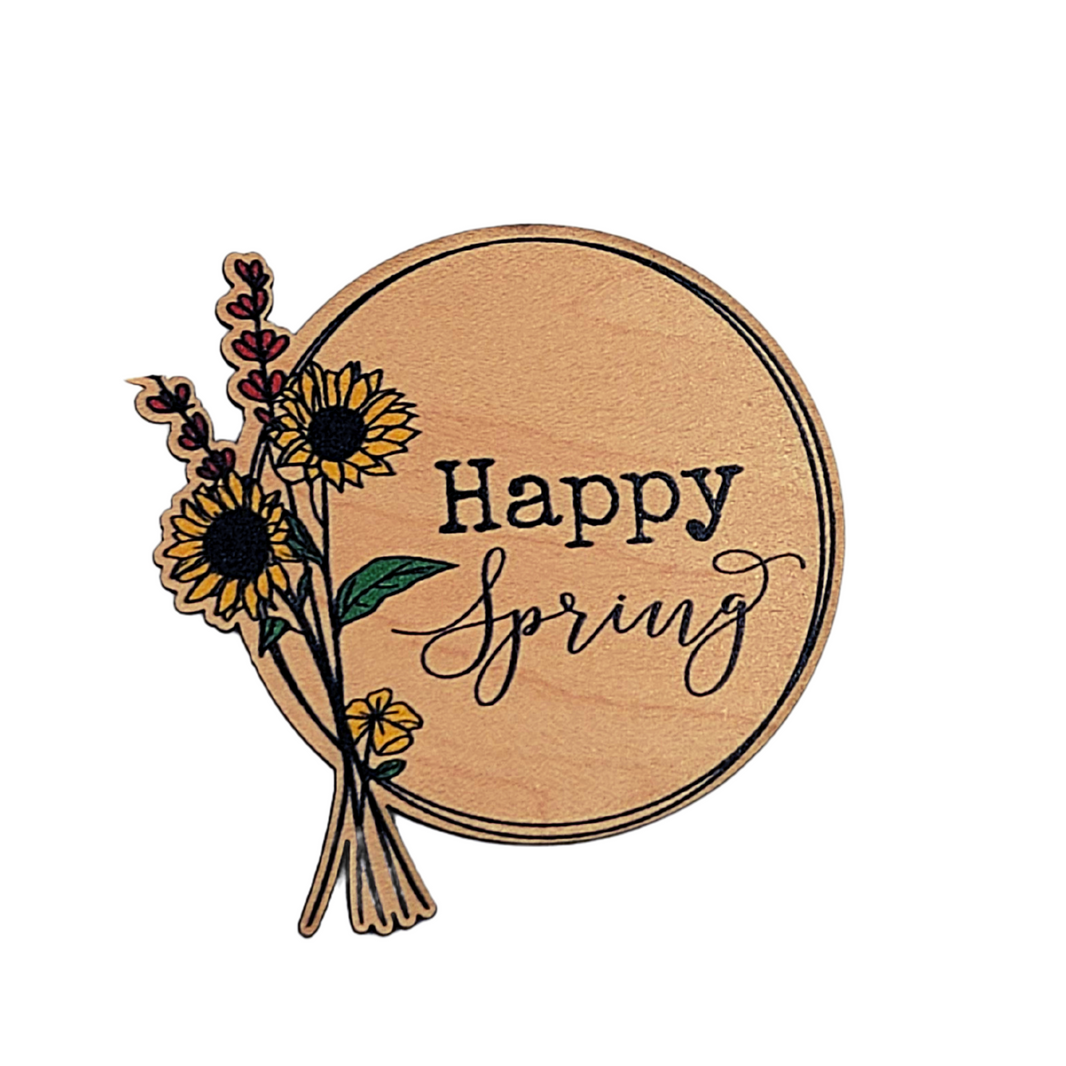 Happy Spring Hexagon Magnet - XM079 - Pack Of 6 ( $2.25 Per Magnet)