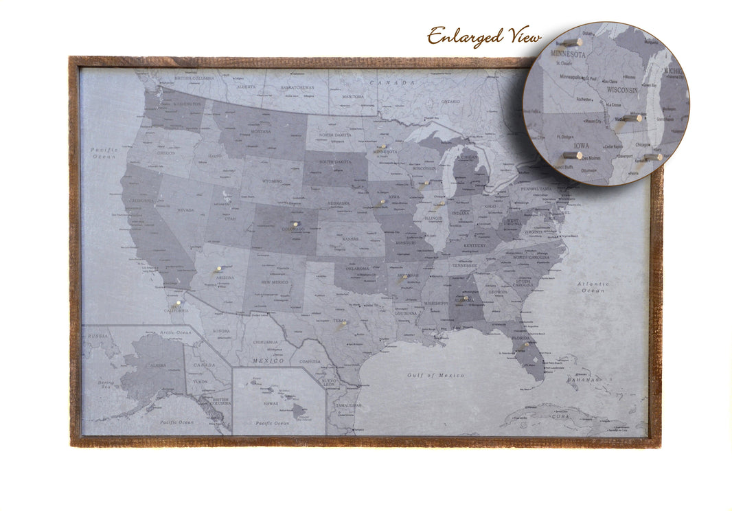 36x24 - Political Gray Scale USA Map - US Travel Map - UM008 - Driftless Studios