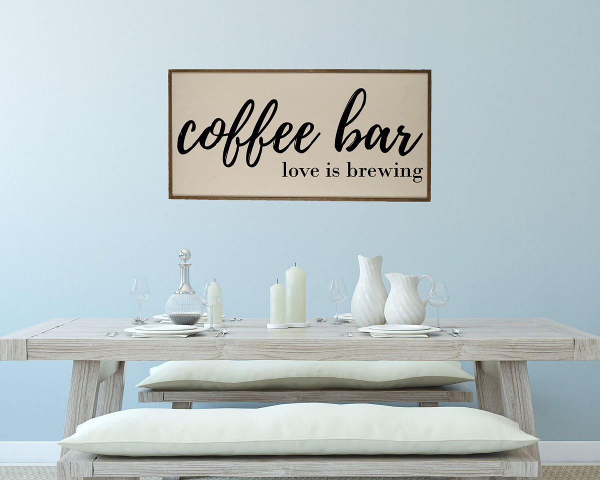 "Coffee Bar Love Is Brewing" Wood Sign - PW006 - Driftless Studios