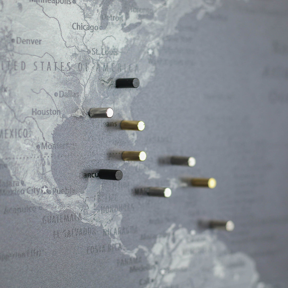 36x24 - Geographical Black and White World Map Push Pin - Travel Map - UM003 - Driftless Studios