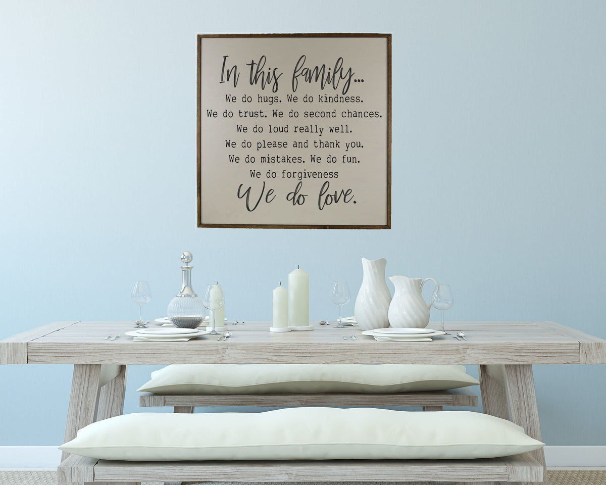Family Rules Sign, 24x24 Wall Art Sign - MW001 - 2 Per Pack ($50 Ea. Sign)