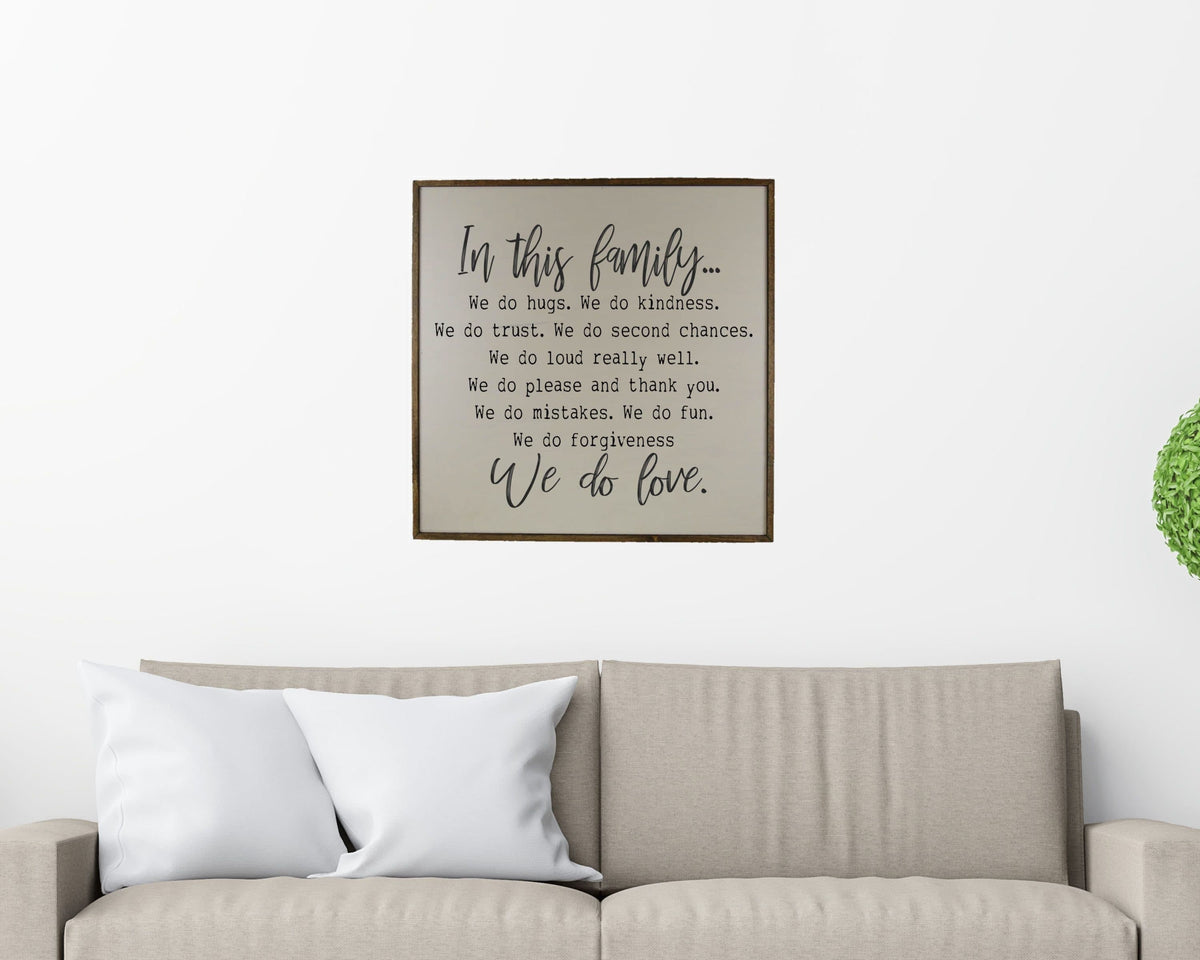 Family Rules Sign, 24x24 Wall Art Sign - MW001 - 2 Per Pack ($50 Ea. Sign)