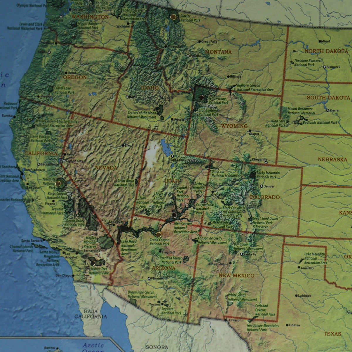 24x16 - Geographical National Parks Map - US Travel Map - SM007 - Driftless Studios